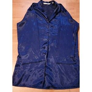 Victoria's Secret Nightgown Womens Size Medium 22wX32L Navy Blue Button Down